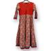 Anthropologie Dresses | Anthropologie | Anahi Damask Print Midi Dress 3/4 Sleeves Small | Color: Orange/White | Size: S