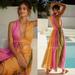 Anthropologie Dresses | Anthropologie Colorblock Cutout Coverups Metallic Gauze Maxi Dress Pink S Nwt | Color: Orange/Pink | Size: S