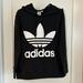 Adidas Tops | Adidas Large Trefoil Hoodie 100% Cotton Black Size Large Euc | Color: Black/White | Size: L