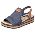 Keilsandalette RIEKER Gr. 40, blau (dunkelblau) Damen Schuhe Keilsandaletten