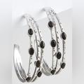 Torrid Jewelry | Antiqued Stone Hoop Earrings | Color: Black/Silver | Size: Os