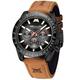 MEGALITH Mens Watches Sports Chronograph Waterproof Watches for Men Black Face Analogue Quartz Wrist Watches Designer Gents Watches Brown Leather Luminous Date