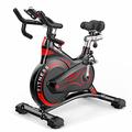 TABKER Exercise Bike Magnetic control all-inclusive spinning bike household silent exercise bike commercial exercise bike fitness equipment (Color : Red)