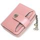 TABKER Purse Genuine Leather Wallet Women Short Zipper Cowhide Wallets with Chain Cute Small Coin Purse Money Bag Wallet for Women (Color : Pink)