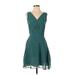 LC Lauren Conrad Casual Dress - Mini: Teal Solid Dresses - Women's Size 4