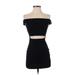 Silence and Noise Cocktail Dress - Mini Off The Shoulder Short sleeves: Black Solid Dresses - Women's Size X-Small