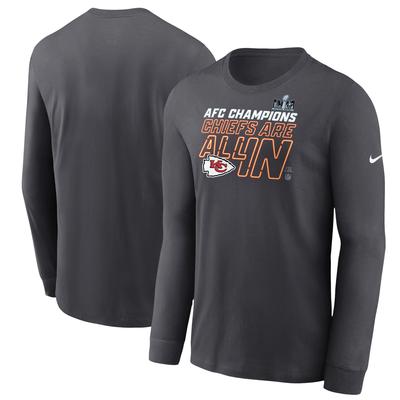 Anthrazitfarbenes Nike Kansas City Chiefs 2023 AFC Champions Locker Room Trophy Collection Langarm-T-Shirt für Herren Image
