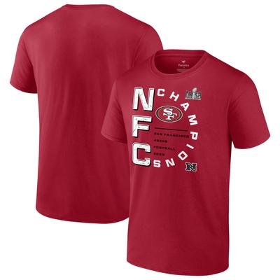 Scharlachrotes San Francisco 49ers 2023 NFC Champions Right Side T-Shirt für Herren in großen Größen Image