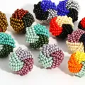 AENSOA-Boucles d'oreilles tressées tricolores faites à la main pour femmes perles rondes boucles