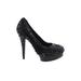 RACHEL Rachel Roy Heels: Slip-on Stilleto Feminine Black Print Shoes - Women's Size 6 1/2 - Round Toe