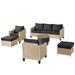 Red Barrel Studio® Cyrillus 5 - Person Outdoor Seating Group w/ Cushions in Black | 28.76 H x 76.4 W x 28.76 D in | Wayfair