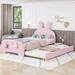 Trinx Jaeliah Platform Bed Wood in Brown/Pink | 41 H x 81.5 W x 74 D in | Wayfair 27DDF88A727B40EC82D3FE48161FBDEE