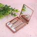 Makeup Mirror with 5pcs Makeup Brushes Mini Cosmetic Brushes Travel Makeup Brushes for Vacation Travel Use or Home Daily Use