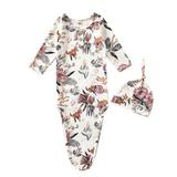 HIBRO Baby Receiving Blankets for Boys Boys Girls Long Sleeve Rainbow Floral Prints Sleeping Bag Romper Outwear Babys Receiving Blankets With Hat Outfits