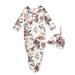 HIBRO Baby Receiving Blankets for Boys Boys Girls Long Sleeve Rainbow Floral Prints Sleeping Bag Romper Outwear Babys Receiving Blankets With Hat Outfits