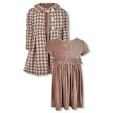 Bonnie Jean Girls 2-Piece Houndstooth Dress Set Outfit - mauve 3t (Toddler)