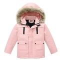 Boys Girls Puffer Down Jacket Kids Solid Color Winter Thick Warm Parka Jacket Detachable Hood Jacket Windproof Tops Outwear 7-8 Years