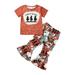 Gwiyeopda Toddler Girl 2Pcs Western Outfits Hat/Cowboy T-Shirt + Bell Bottoms