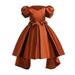Bjutir Cute Dresses For Girls Toddler Christmas Short Sleeve Solid Bow Tie Embroidery Lace Ruffles Party Evening Dress Wedding Dress