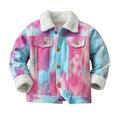 TAIAOJING Toddler Baby Girl Boy Winter Outfit Clothes Boys Windproof Tie Dye Prints Denim Jacket Kids Warm Outerwear Jacket Coat 4-5 Years