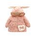 QUYUON Baby Girl Jacket Cute Ear Shaped Toddler Parkas Jacket Soft Warm Thicken Winter Coat Kids Long Sleeve Button-Down Fall Hoodie Jackets Baby Girls Outerwear Jackets Pink 2T-3T