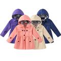 Esaierr Toddler Kids Girls Detachable Hooded Trench Coat Jacket Lapel Single Mid-Length Breasted Trench Outwear Autumn Spring Waist Coat for 3-11 Years Old