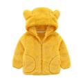 QUYUON Baby Jackets Outwear with Hoodies Discounts Long Sleeve Fleece Jacket Kids Baby Warm Girls Boys Flannel Winter Fleece Jackets Sweatshirt Hooded Yellow 4T-5T