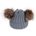 Lolmot Infant Toddler Girls Boys Winter Hat Kids Double Pom Pom Knitted Beanie Hats Baby Faux Fur Pom Beanies Warm Soft Hats