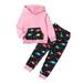 ASFGIMUJ Baby Girl Fall Outfits Two Pieces Pants Fall Cartoon Dinosaur Prints Tops Pants Long Sleeve Clothes Set Winter Clothes Baby Boy Fall Outfits Pink 5 Years-6 Years