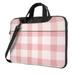 YFYANG 13 inch Universal Laptop Bag Oxford Cloth Laptop Sleeve Multi-functional Vintage Pink Plaid Texture Notebook Computer Messenger Bag Handbag