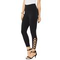 Plus Size Women's Lattice Essential Stretch Capri Legging by Roaman's in Black (Size 12) Activewear Workout Yoga Pants