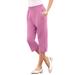 Plus Size Women's Soft Knit Capri Pant by Roaman's in Mauve Orchid (Size 4X)