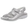 Riemchensandale WALDLÄUFER "GUNNA", Damen, Gr. 6,5, grau (grau, metallic), Veloursleder, feminin, Schuhe, Sommerschuh, Sandalette, Keilabsatz, in Metallic-Optik, G-Weite