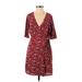 Sanctuary Casual Dress - Wrap: Burgundy Floral Dresses - Women's Size 2X-Small