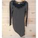 Free People Dresses | Free People Women's L Asymmetric Bodycon Dress Gray Crochet Neckline | Color: Black/Gray | Size: L