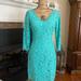 Lilly Pulitzer Dresses | Lilly Pulitzer Helene Double V Lace Blue Green Sheath Scallop Dress Size 4 | Color: Blue/Green | Size: 4