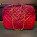 Giani Bernini Bags | Giani Bernini Quilted Raspberry Leather Tote Bag W/ Goldtone Chain Straps | Color: Gold/Pink | Size: Os