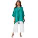 Plus Size Women's Hi-Low Linen Tunic by Jessica London in Waterfall (Size 24 W) Long Shirt