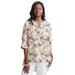 Plus Size Women's Hi-Low Linen Tunic by Jessica London in Chocolate Palm Leaves (Size 28 W) Long Shirt