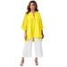 Plus Size Women's Hi-Low Linen Tunic by Jessica London in Bright Yellow (Size 22 W) Long Shirt