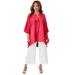 Plus Size Women's Hi-Low Linen Tunic by Jessica London in Vibrant Watermelon (Size 24 W) Long Shirt