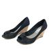 American Eagle Outfitters Shoes | American Eagle Black Linen Wedge Heel Sz 5 | Color: Black | Size: 5