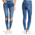 Free People Jeans | Free People Busted Knee Acid Washed Denim Jeans Womens 30 Short | Color: Blue | Size: 30