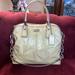 Coach Bags | Coach Large Cream Patent Leather Shoulder Bag With Silver Chain Strap | Color: Cream | Size: Large