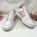 Adidas Shoes | Adidas Team Court Women's Shoes Lace Up White Pink Stripes Outdoor Sneakers Sz 7 | Color: Pink/White | Size: 7