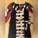 Anthropologie Dresses | Anthropologie Beaded Shift Maroon Black Burgundy Grey Sleeved Belt Dress Sz L | Color: Black/Cream | Size: L