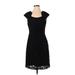 Tahari by ASL Casual Dress - Party Scoop Neck Short sleeves: Black Print Dresses - Women's Size 8