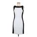 Calvin Klein Casual Dress - Bodycon Crew Neck Sleeveless: White Color Block Dresses - Women's Size 6