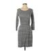 Hi-Line Casual Dress - Sweater Dress: Gray Marled Dresses - Women's Size X-Small