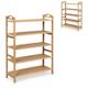 Multigot 4/5 Tier Shoe Rack, Bamboo Shoe Storage Organizer with Handles, Free Standing Shoe Shelf for Hallway Bathroom Living Room (67 x 26 x 95cm)